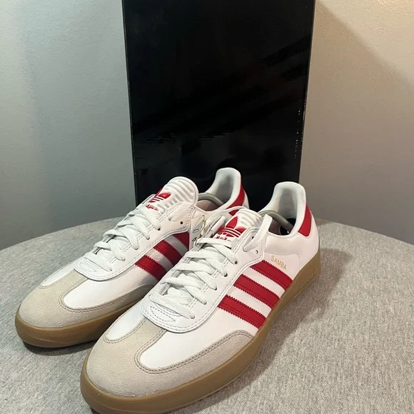 Adidas Puig Samba Sneakers White Red Scarlet Gum JQ5865 Men's Shoe Size 11.5 - Picture 9 of 11